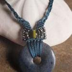 Micro Macrame Necklace With Stone Pendant
