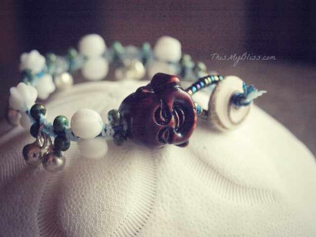 Micro Macrame Buddha Bracelet With Vintage Beads & Bells